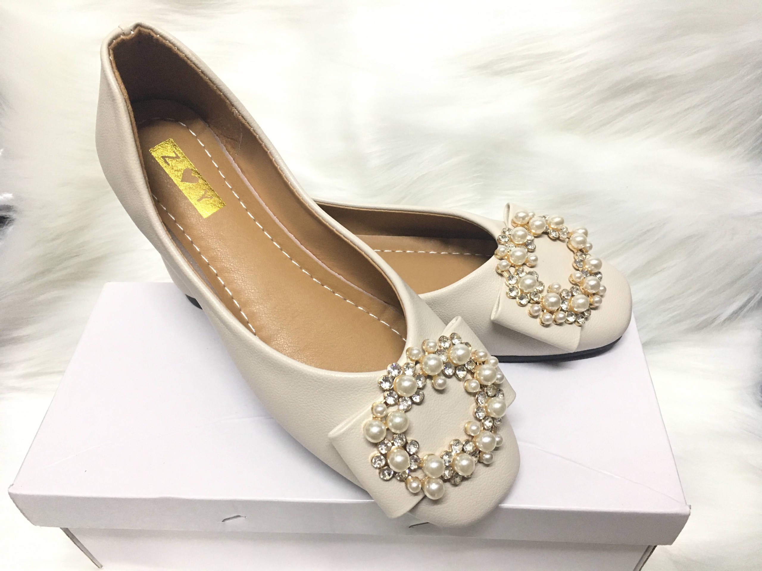 [Sẵn] Giày búp bê khoá ngọc tròn (Hàng QC)