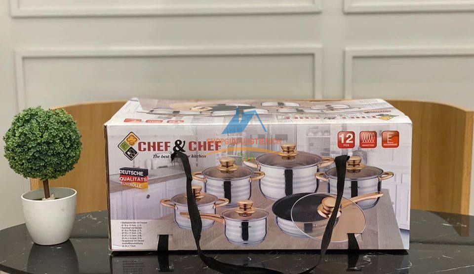 BỘ NỒI CHEF AND CHEF 6 MÓN VUNG KÍNH NHẬP GERMANY