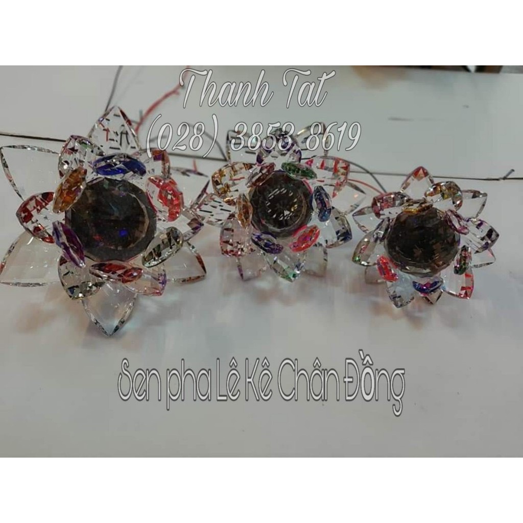 [HCM]Đèn Thờ Sen Pha Lê Gắn Chân Lư Đồng ( Cái )