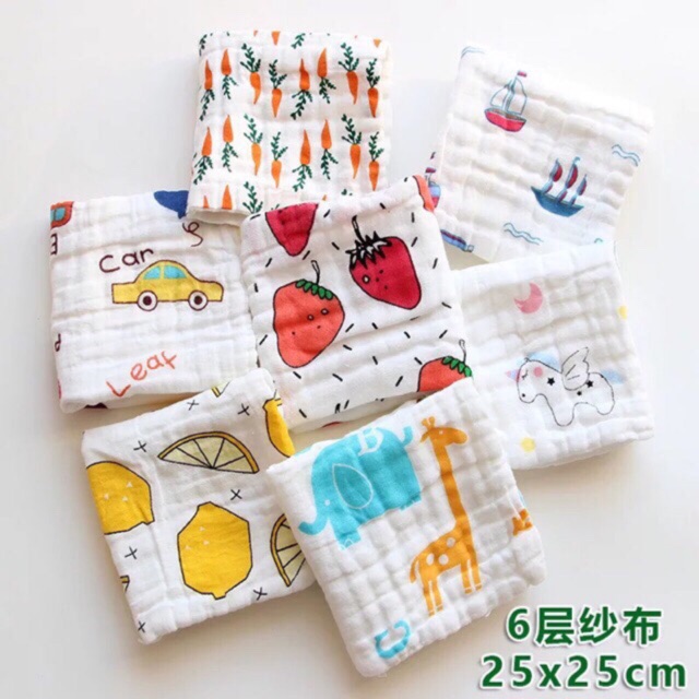 Combo 10 chiếc khăn sữa 6 lớp aden siêu thấm (30 x 30 cm / Khăn)