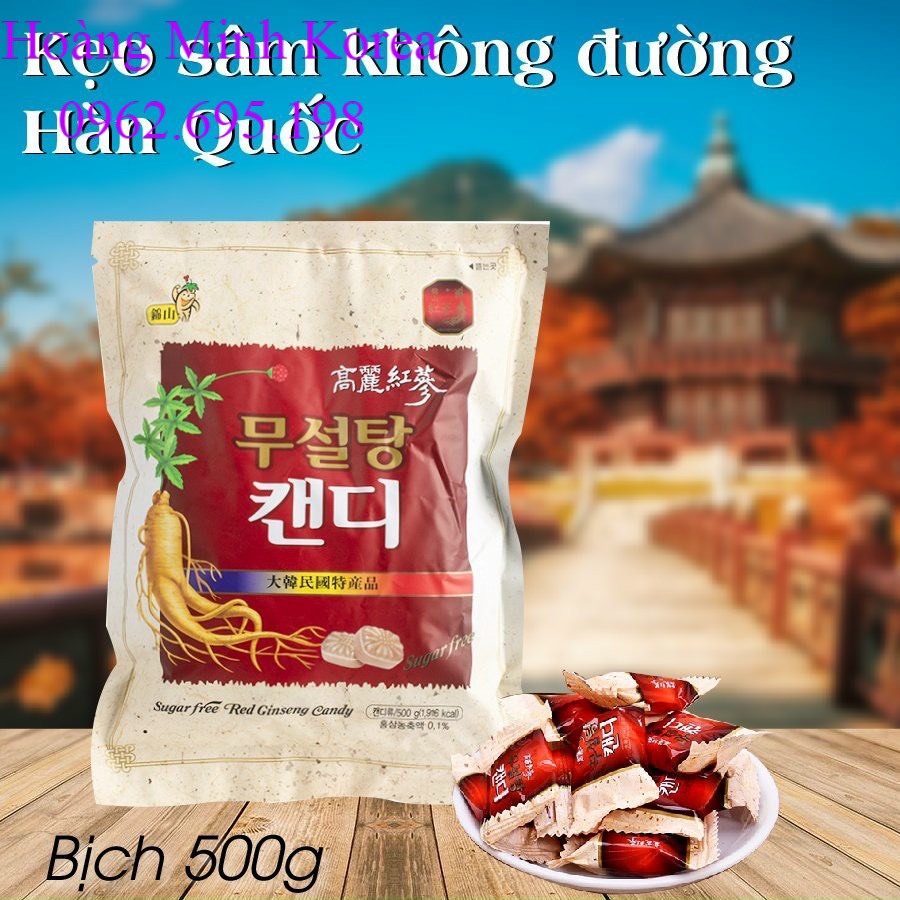 KẸO HỒNG SÂM KHÔNG ĐƯỜNG HÀN QUỐC - BỊCH 500G