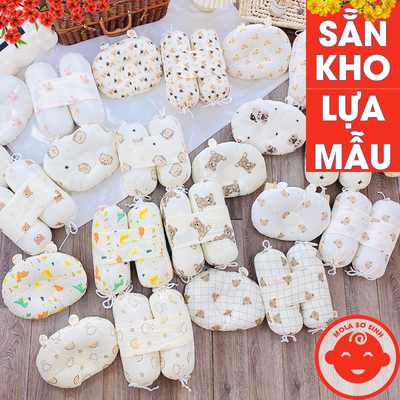 Bộ gối chặn bông muslin cao cấp cho bé
