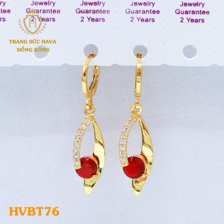 Hava Hong Kong gold plated titanium diamond long stud earrings-jewelry