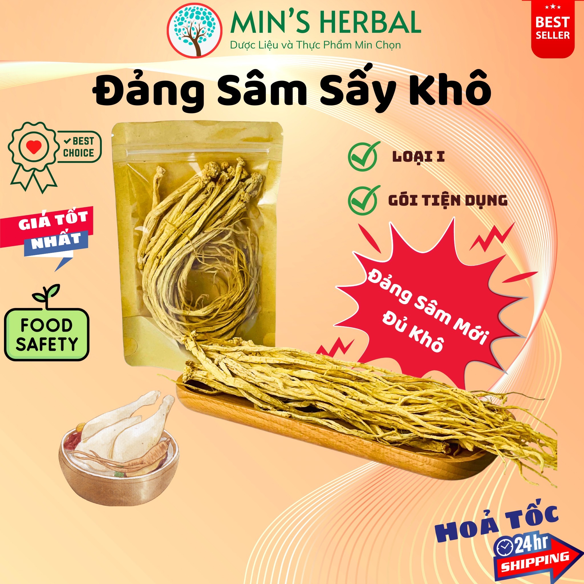 Đẳng sâm sấy khô loại i túi 50g