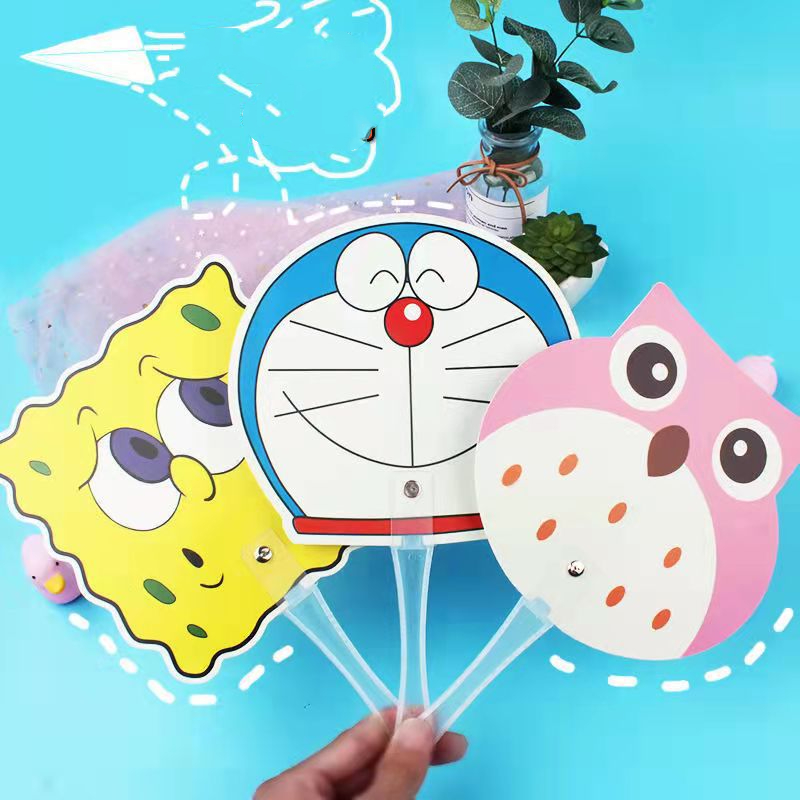 Set of 100 PCs portable plastic fan cute multi-picture-random delivery-Hause
