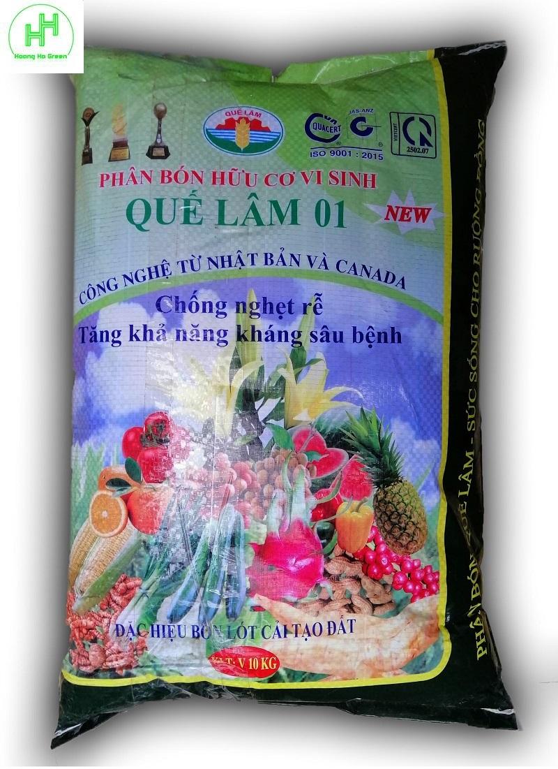 Phân Bón Hữu Cơ Vi Sinh Quế Lâm 01, Công Nghệ Từ Nhật Bản Và CANADA, Chống Nghẹt Rễ, Tăng Khả Năng Kháng Sâu Bệnh, Bịch 10Kg
