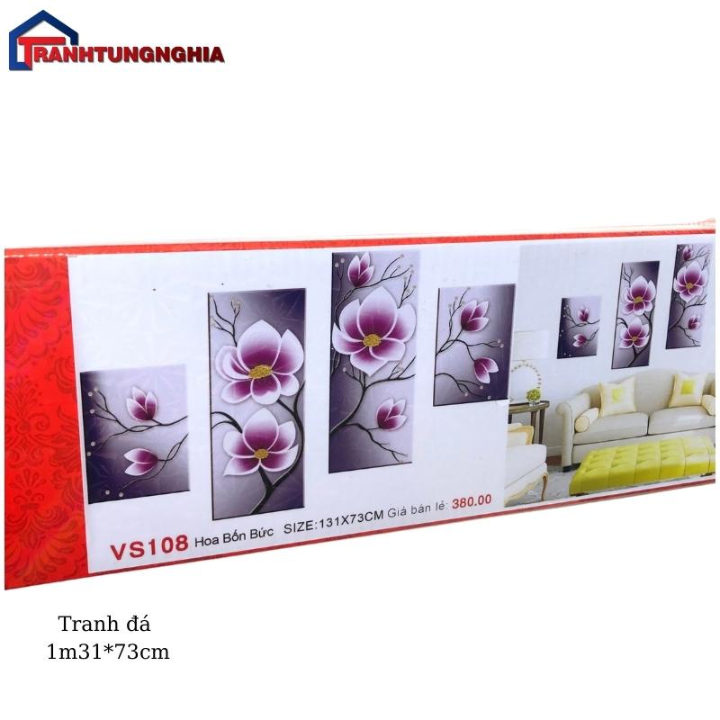 Tranh đính đá bộ hoa sen 4 bức 1m31 x 73cm