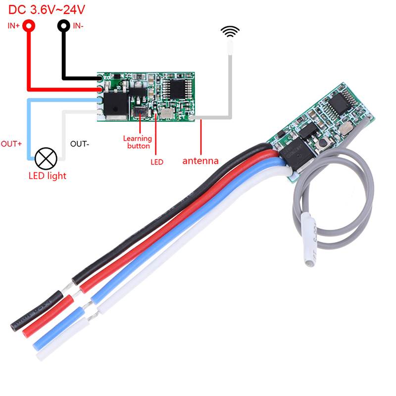 Heceee bộ thu rơ le rf 1ch 433mhz công tắc đèn điều khiển từ xa không dây mô đun siêu nhỏ