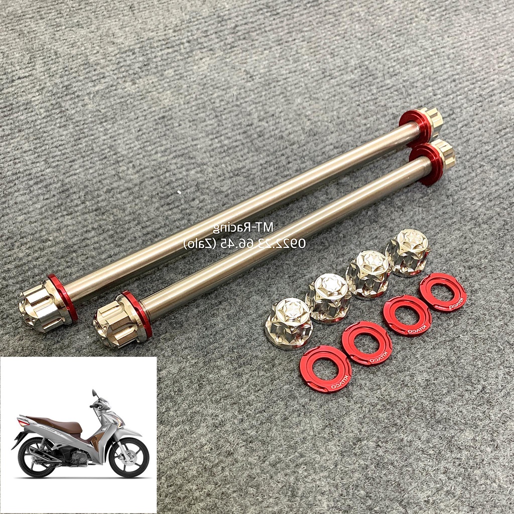 Cốt Bánh Salaya Cho Future Led, Future 125 (2012-2020) Chuẩn Inox304 Siêu Sáng Kèm Lông Đền Nhôm Đỏ