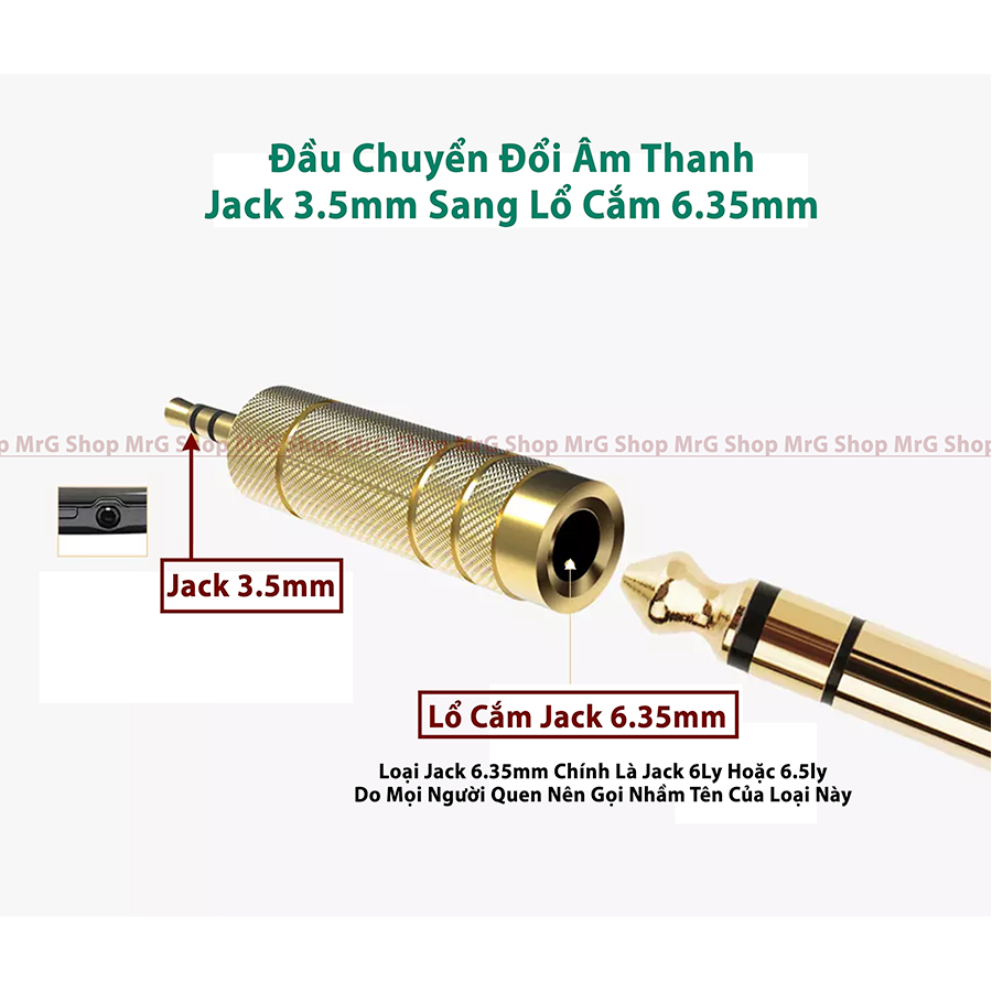 Jack Chuyển Đổi 6.5 ra 3.5 (lổ cắm 6 ly sang đầu jack 3.5), giá 1 chiếc. JC