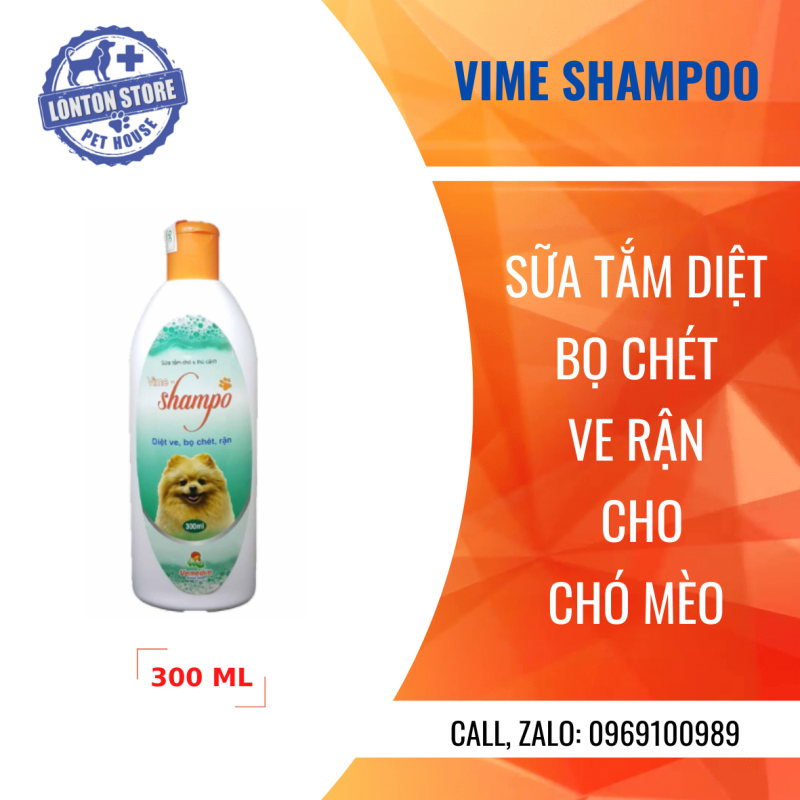 VEMEDIM Vime-Shampoo (nắp cam) - Sữa tắm giúp sạch lông, mùi thơm dễ chịu phòng chống ve, bọ chét lây nhiễm - Lonton store