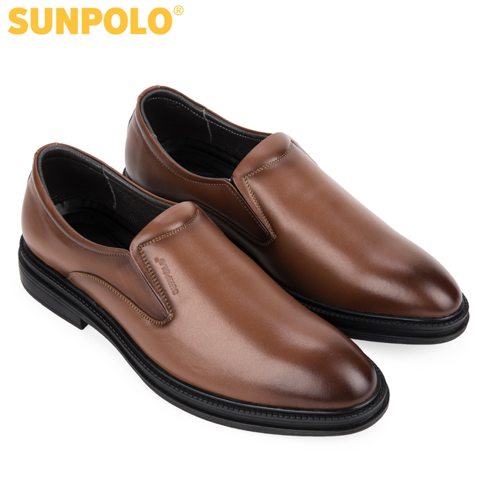 Giày nam, Giày tây da bò SUNPOLO SPH297 (Nâu, Đen)