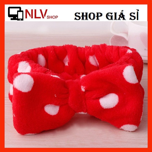 NLVSHOP - ✔️ Băng Đô 3D Nơ Đỏ Chấm Bi Dày Mềm Mịn Cao Cấp ✔️