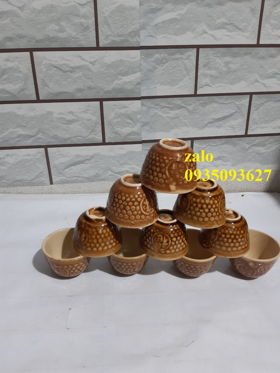 Chén bánh bò hấp men nâu kiểu xưa 30 cái ( chén lớn, dùng làm tách uống trà)
