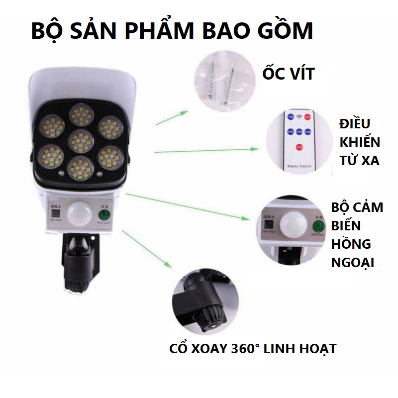 ĐÈN NĂNG LƯỢNG MẶT TRỜI GIẢ CAMERA CẢM BIẾN