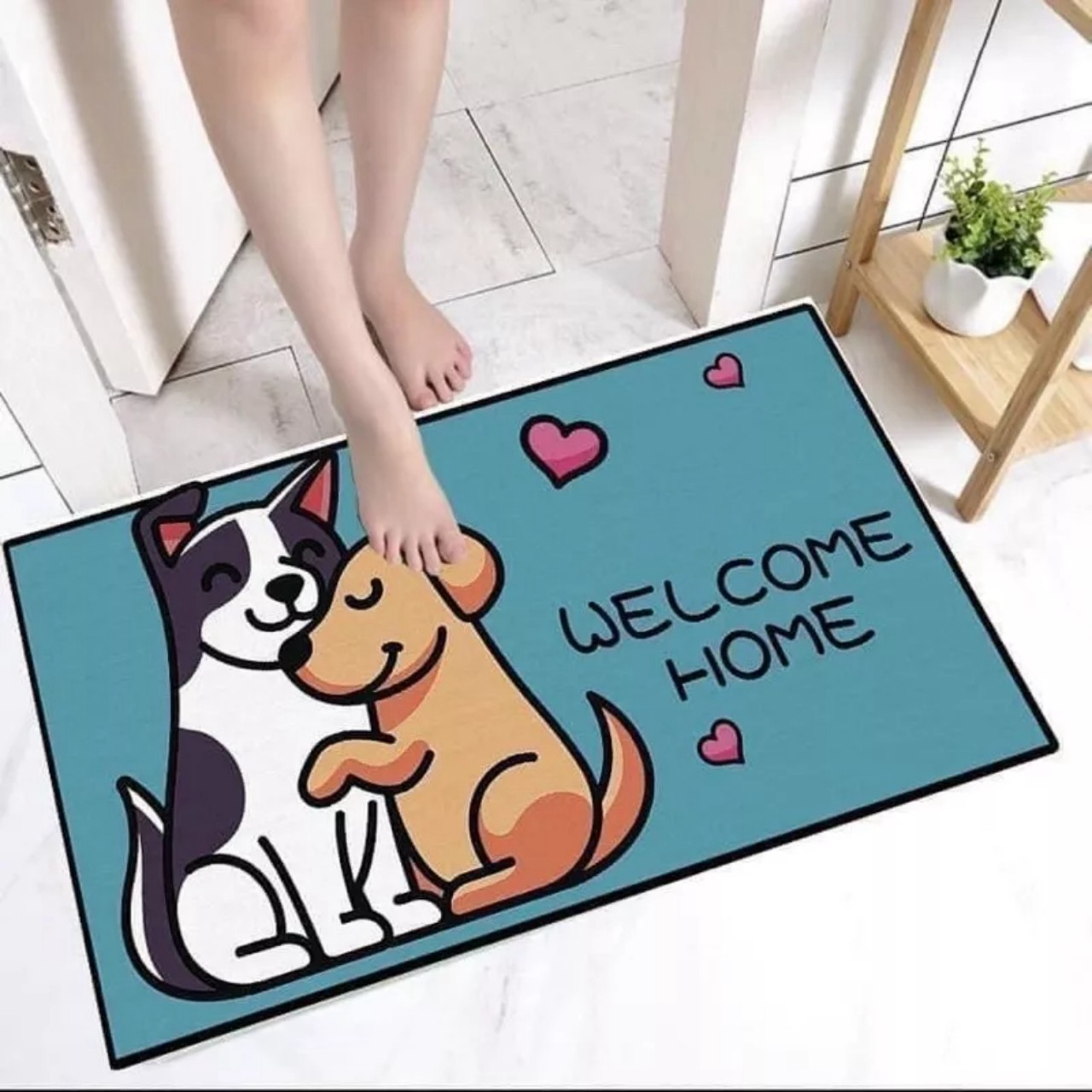 Thảm chùi chân hình thú Thảm Lau Chân Hình Thú Ngộ Nghĩnh in 3d Chống Trơn Trượt 40x60cm