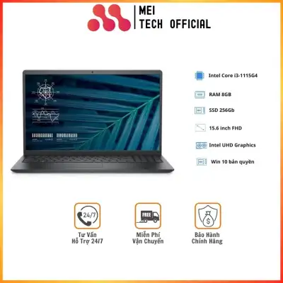 [Freeship] Laptop Dell Vostro 3510 (V5I3305W)/ Black/ Intel Core i3-1115G4/ RAM 8GB/ 256GB SSD/15.6inch FHD/ 3Cell/ Win 11/ 1Yr -MEI Tech Official- MEI17 Chính Hãng, Giá Tốt, Mỏng Nhẹ Cho Văn Phòng