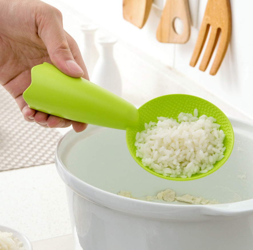 Vá, muôi xới cơm chống dính hình mặt cười dễ thương có thể đứng