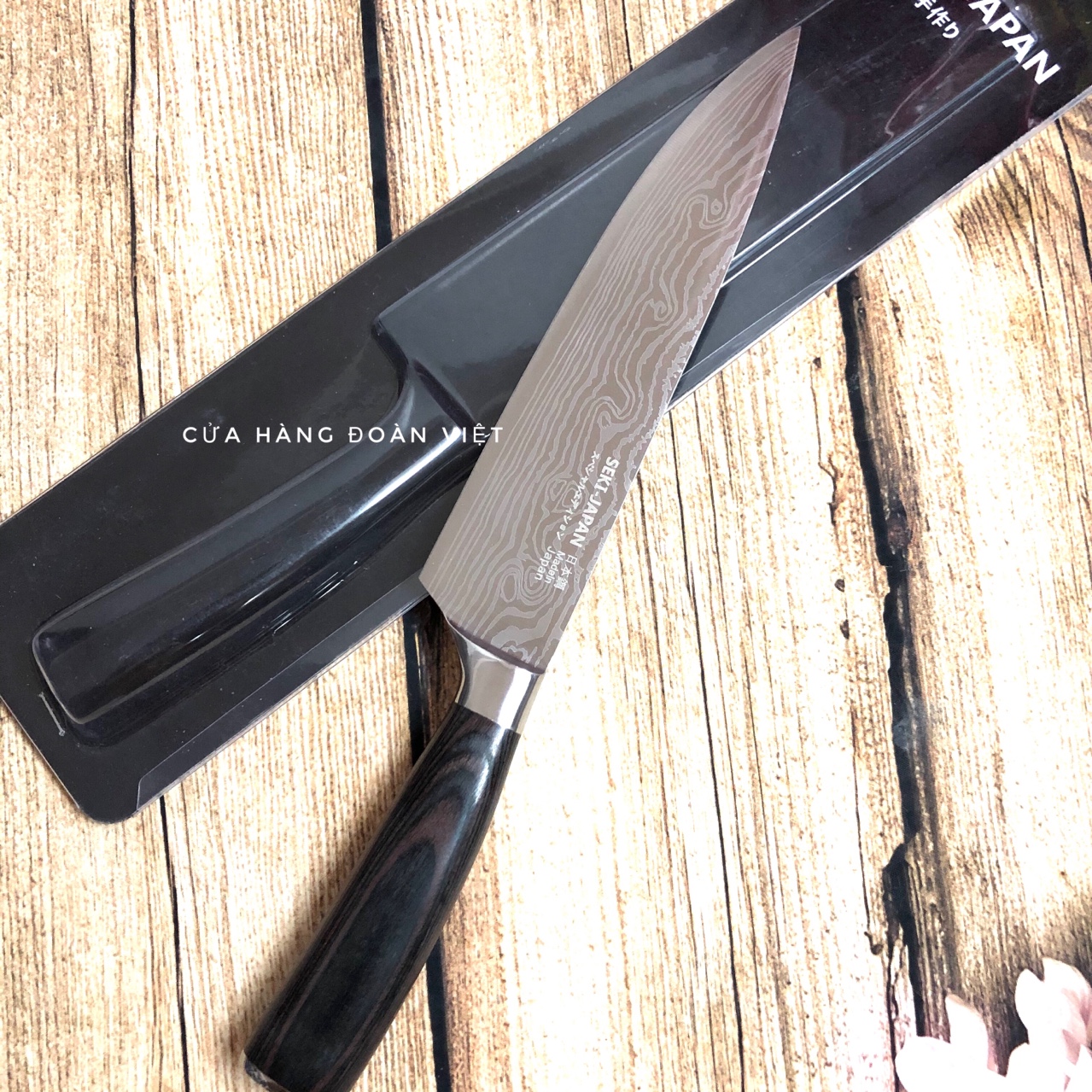 Dao Seki Vân Hoa Bầu nhọn,  Dao Thái Thịt Seki - Hàng Nội Địa Nhật 32cm