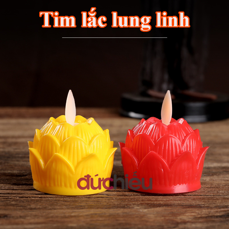 Đèn hoa sen dùng pin lấp lánh như thật, đèn cầy nến hoa sen thờ cúng trang trí bàn gia tiên, tết | Đức Hiếu Shop
