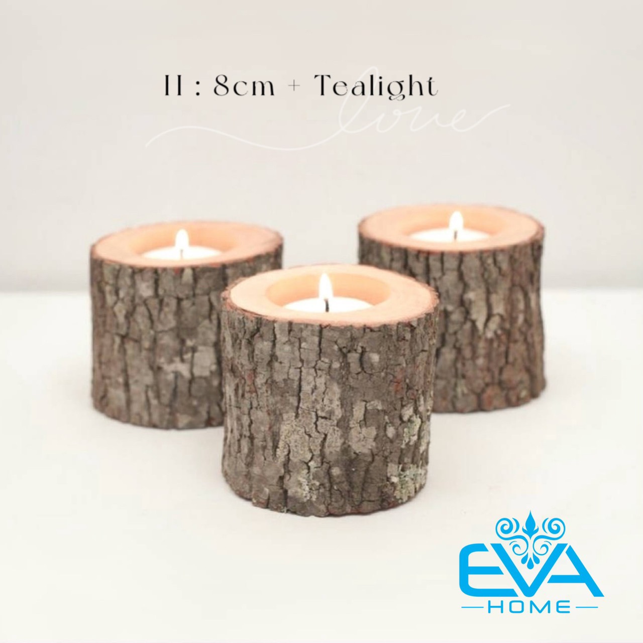 Combo 3 chân đế nến gỗ 5cm - 8m - 11cm wooden candle holder kèm nến tealight trang trí tiệc và decor