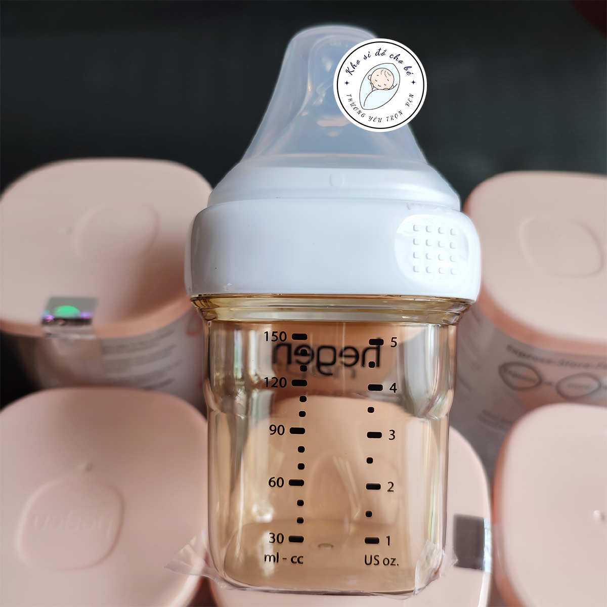 Bình sữa Hegen cao cấp 240ml được chọn size núm miễn phí