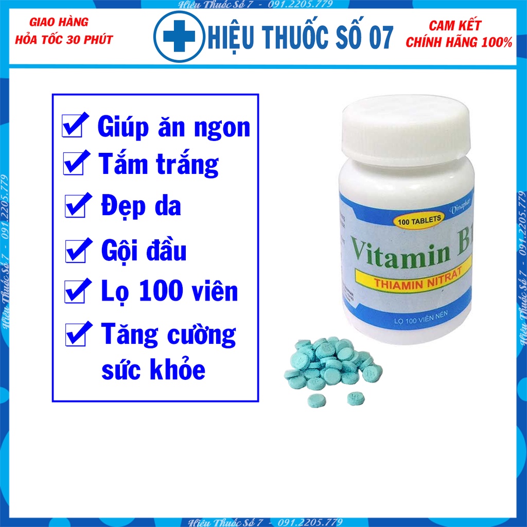Vitamin B1 Vinaphar màu xanh Lọ 100 viên