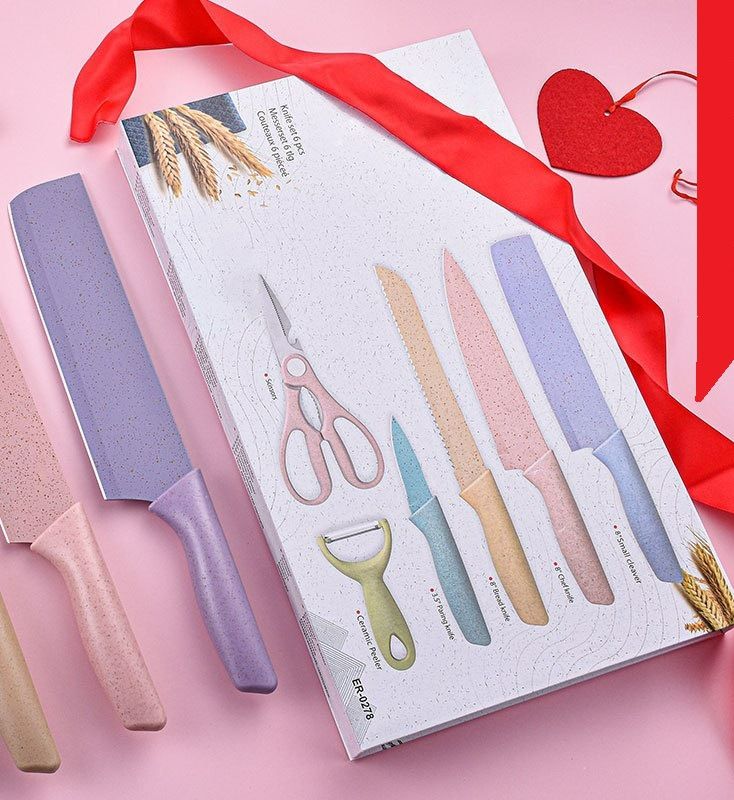 Bộ dao kéo 6 món lúa mạch sắc bén - Set dao lúa mạch 6 món Everrich Kitchen