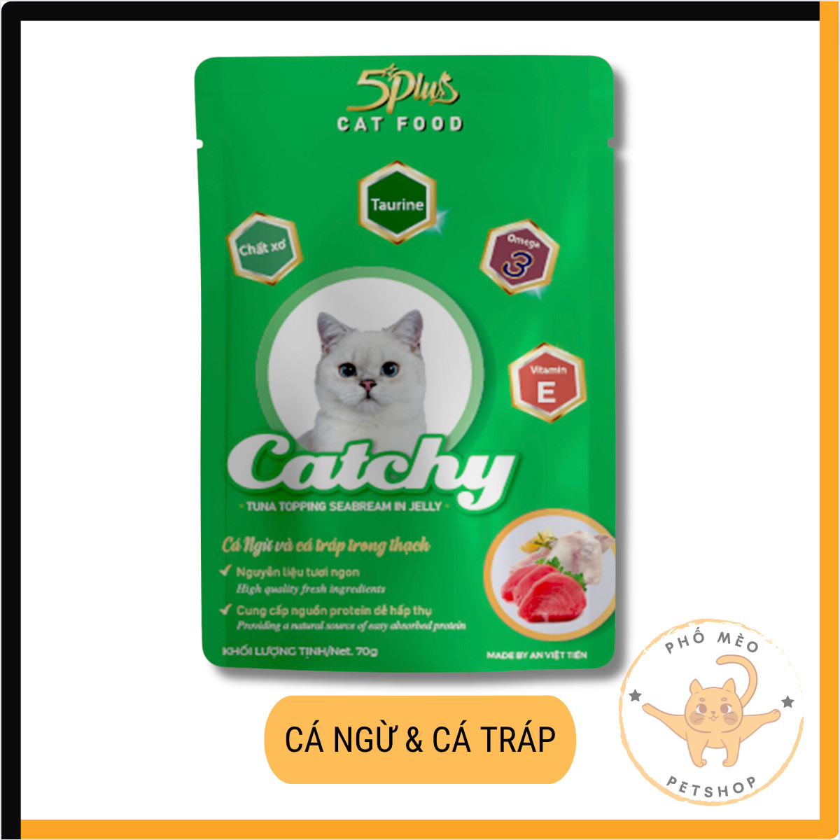 Pate Catchy 5Plus cho mèo gói 70g