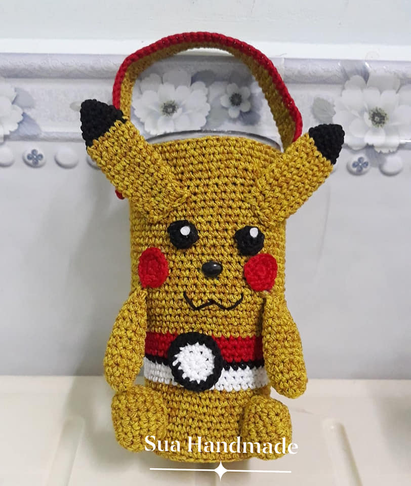 Túi đựng ly giữ nhiệt handmade hình pikachu