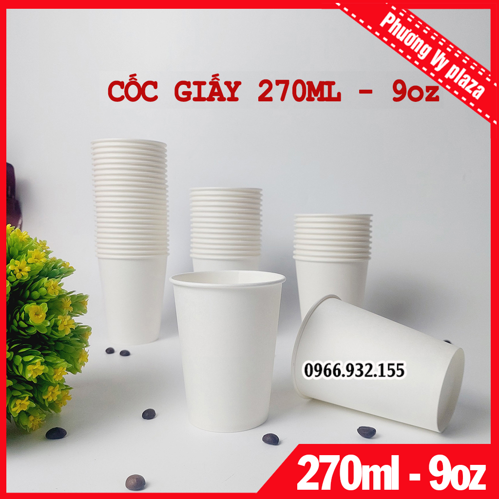 50 Chiếc cốc giấy 270ml ~ 9oz ly giấy NHẬP KHẨU HÀN QUỐC