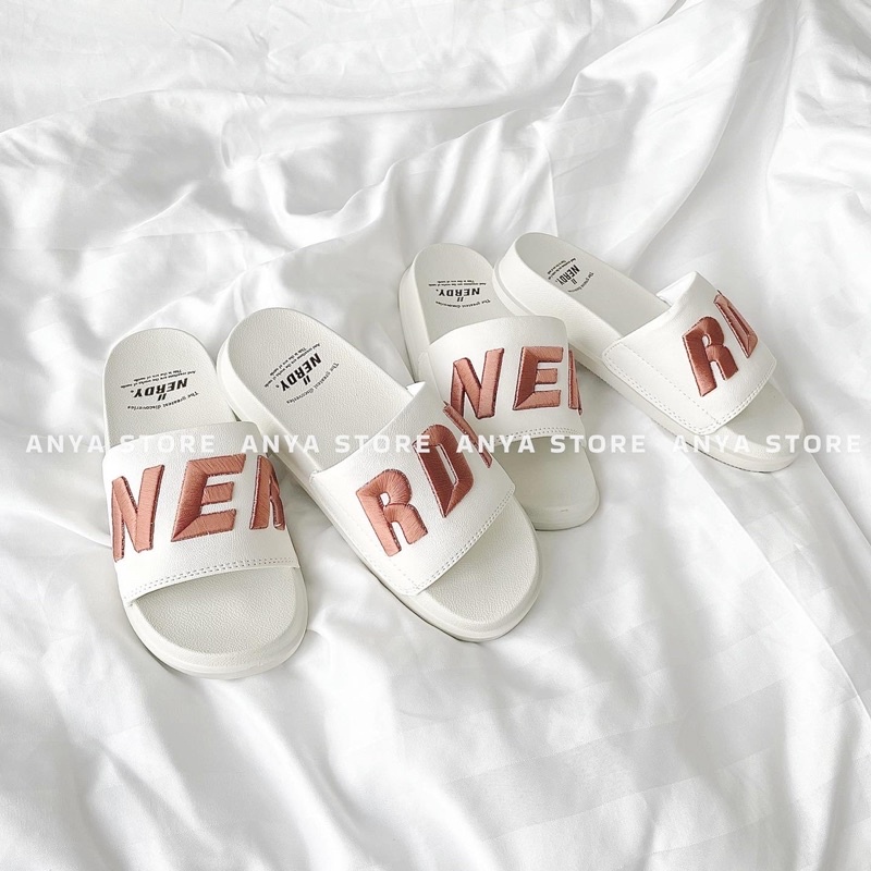 DÉP NERDY BROWN D2 LOGO THÊU NAM NỮ FULLBOX + HỖ TRỢ ĐỔI SIZE