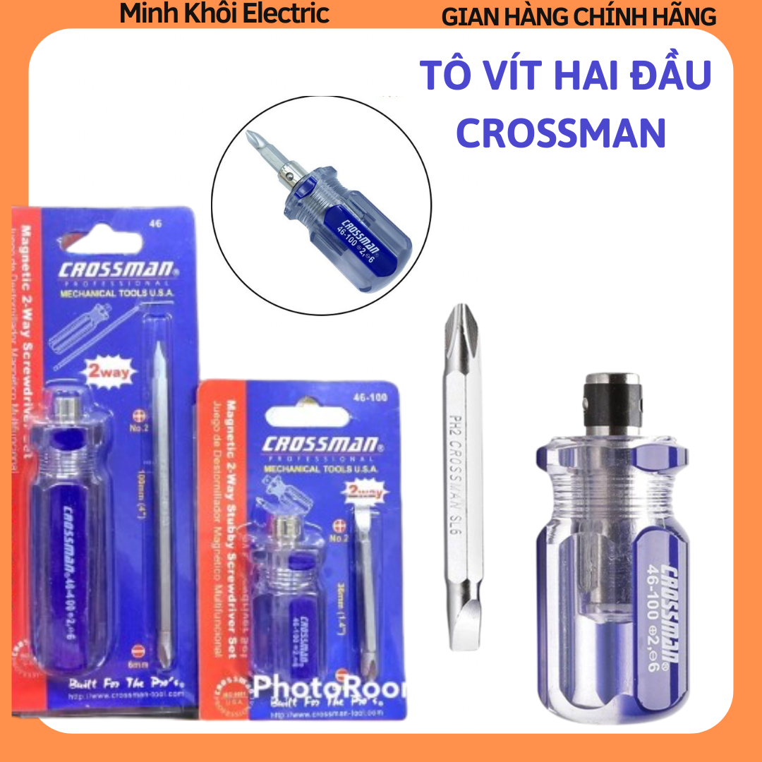 Tua vít hai đầu Crossman,tua vít 2 đầu,tua vít đa năng đảo đầu,tô vít đảo đầu,tô vít hai đầu,tô vít 2 đầu,tuốc nơ vít dẹp và bake,tô vít cách điện,tua vít cách điện,tuốc nơ vít cách điện
