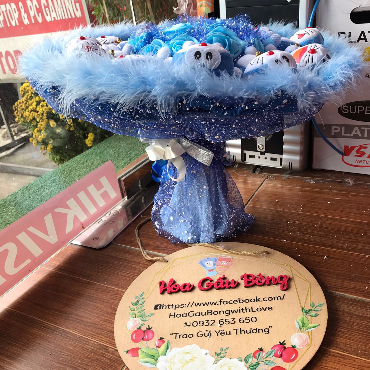Bouquet teddy bear đôreamon rose gift