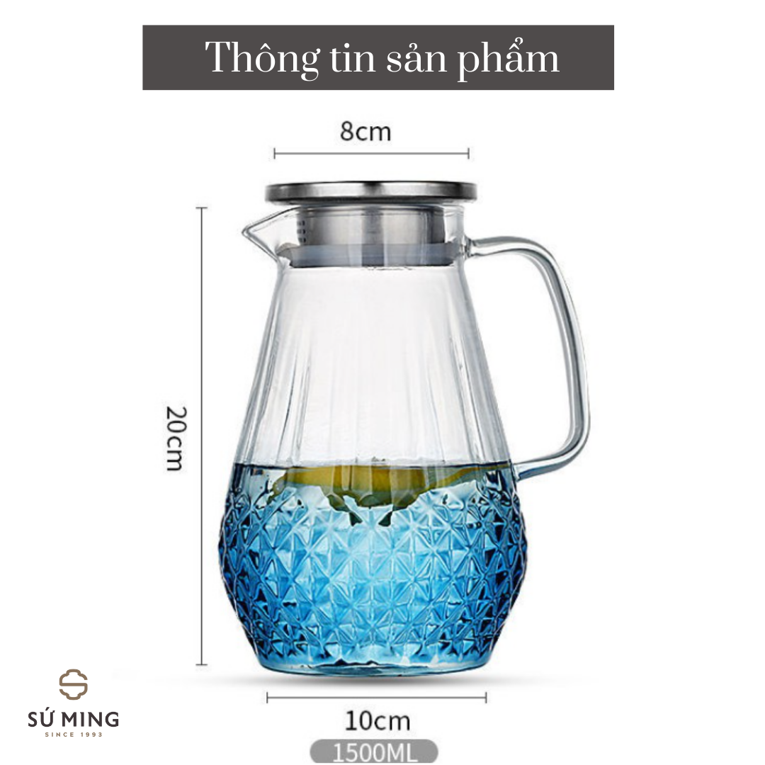 Bình Trà Thuỷ Tinh [CHẤT DÀY] Nắp Inox, Chất Dày