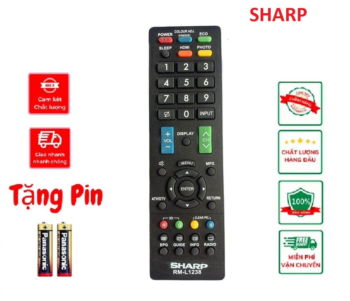 Điều khiển tivi sharp đa năng rm-l1238 dành cho tivi smart