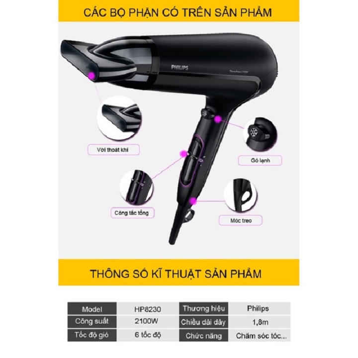Máy sấy tóc Philips BHC020 công suất 1800W