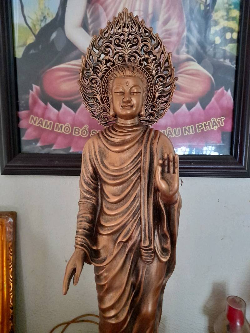 Tượng Phật Thích Ca Ban Phước 43 cm có hào quang