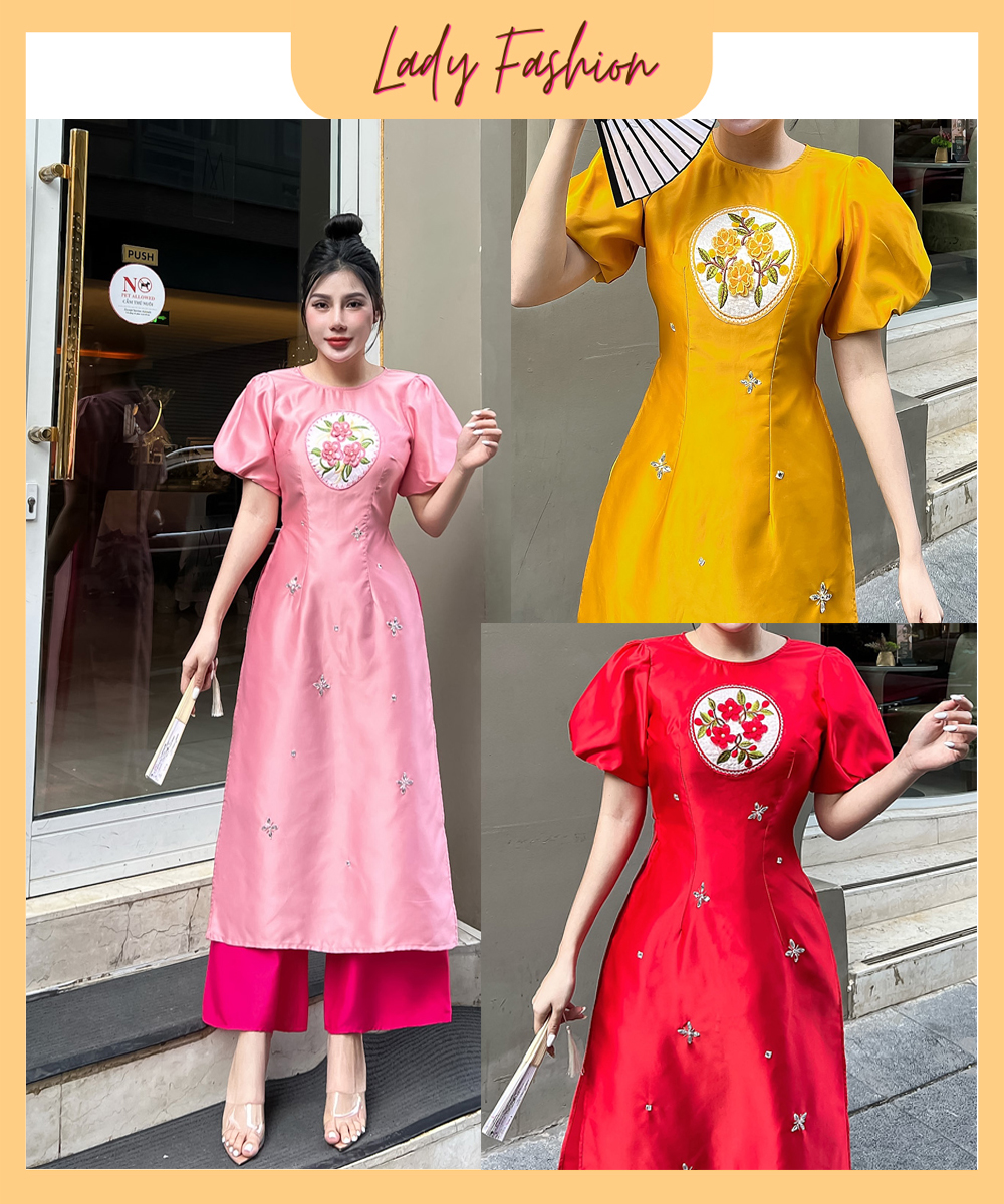 Áo dài cách tân Tapta nhung kết đá xinh xỉu AD004 – Khánh Linh Style – Lady Fashion