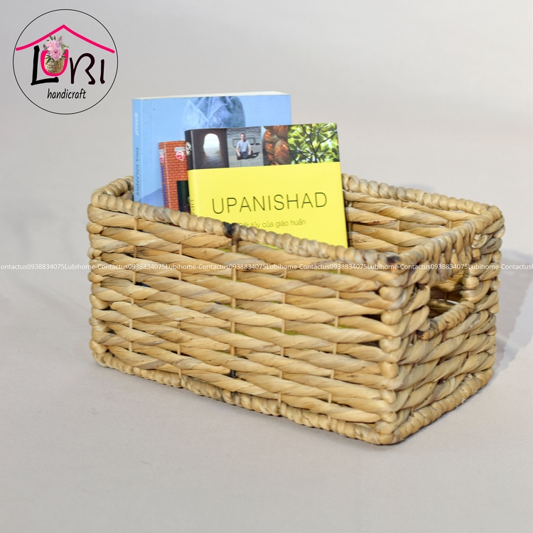 [Lubi Home] - Sọt đựng đồ đan lục bình hình chữ nhật đan vặn