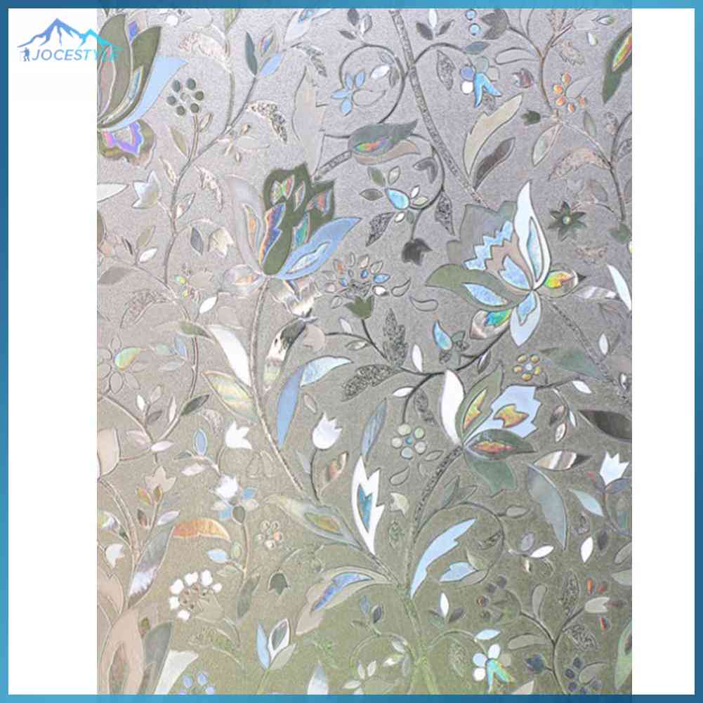 No-Glue PVC Static Window Films Cover 3D Tulip Frosted Glass Stickers Decor