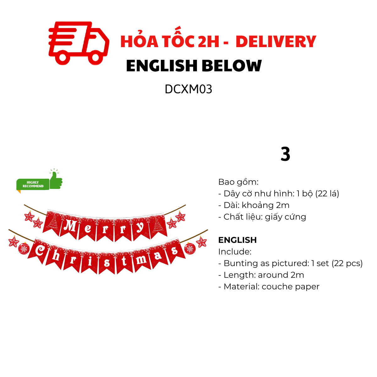 Dây cờ Merry Christmas dcxm03