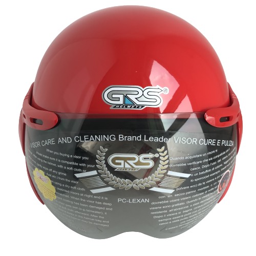 Mũ bảo hiểm trùm 3/4 đầu kính chống lóa cao cấp - GRS A368K Đỏ bóng - Vòng đầu 56-58cm - Hàng chính hãng - Bảo hành 12 tháng