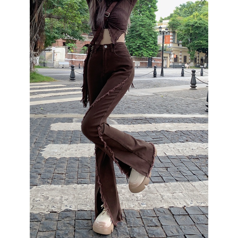 Quần Jeans Nữ Ống Loe Xẻ Tà Thời Trang Cá Tính