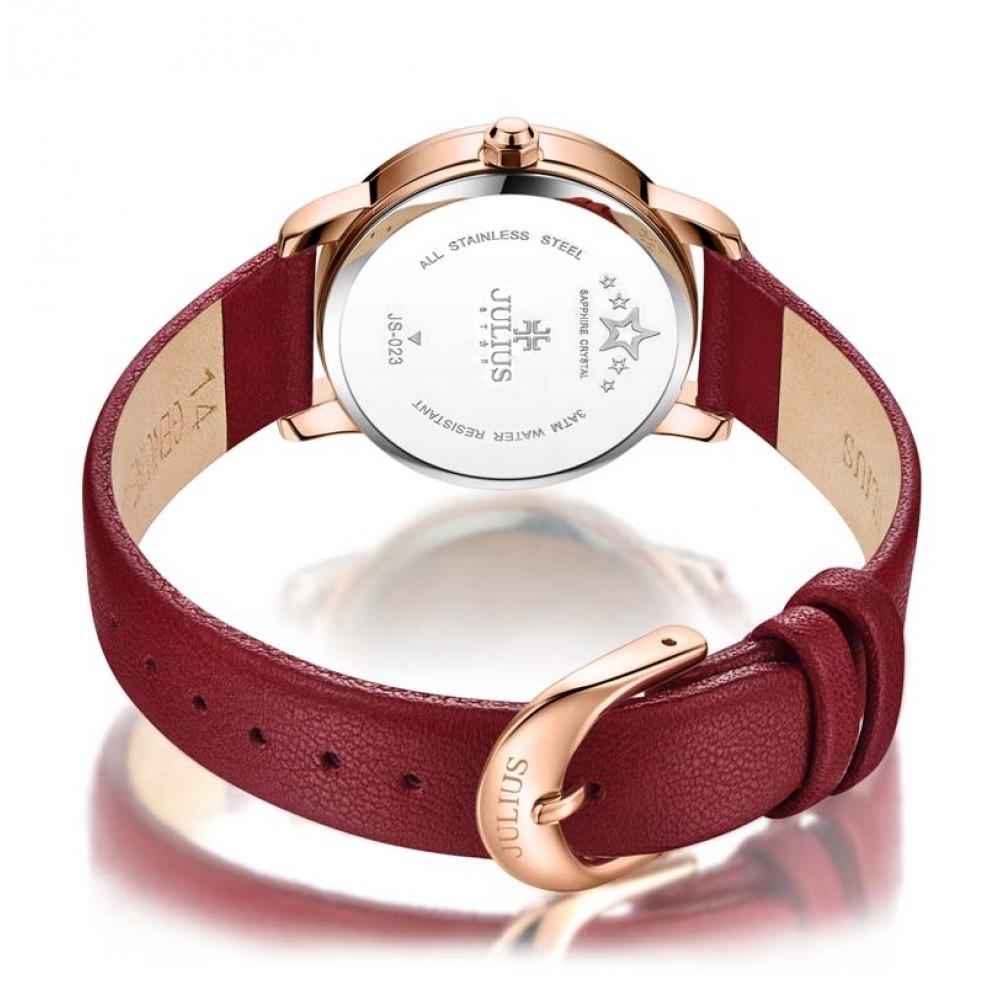 ĐỒNG HỒ NỮ JS-023D JULIUS STAR HÀN QUỐC DÂY DA (ĐỎ)