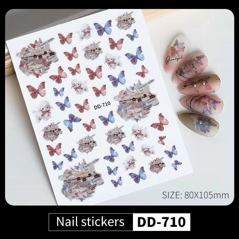 Sticker hoa bướm dán móng tay nail mẫu 3d mới