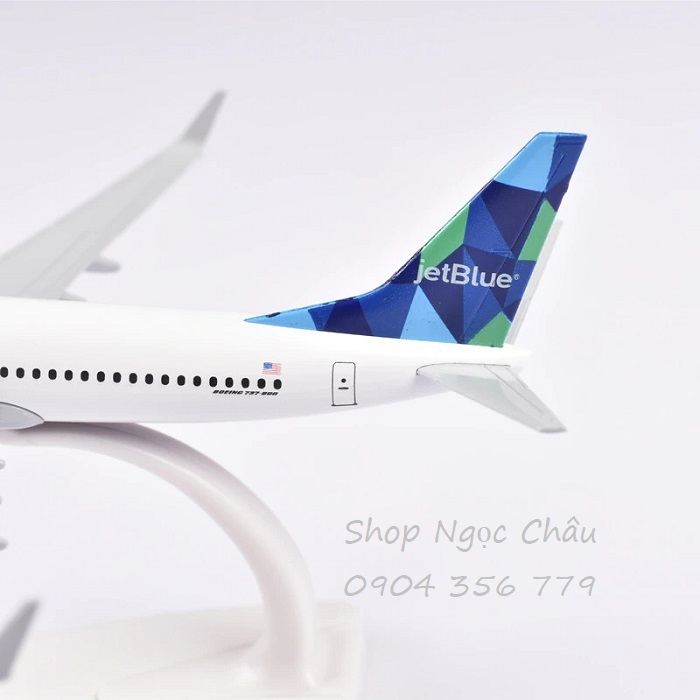Mô hình máy bay JetBlue B737 20cm có bánh xe