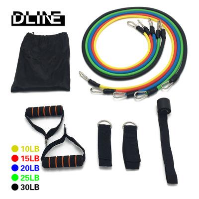Bộ 5 dây đàn hồi-Gồm 11 chi tiết như hình đại diện- tập thể hình cao cấp - dụng cụ tập gym - thể thao