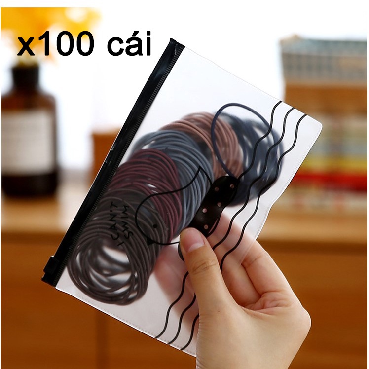 Dây buộc tóc, dây cột tóc phong cách Hàn Quốc túi zip 100 cái