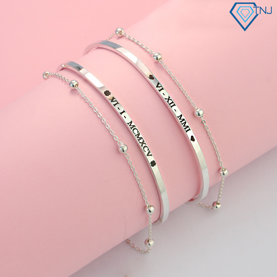 Vòng tay cặp đôi bạc cho bạn thân khắc tên LTD0014 - Trang Sức TNJ